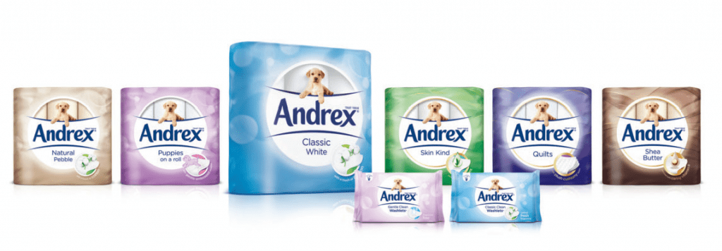 Products in the Andrex range including washlets