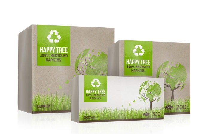 Innovation: Poppies Europe has developed a new brand – ‘Happy Tree’ – which is made from 100% recycled unbleached tissue