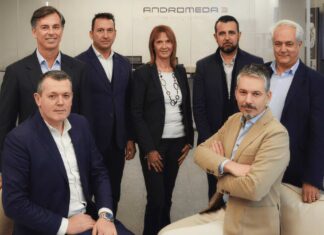 The new Futura management team: (left to right standing) Dellagnelo, Graunar, Granucci, Pelaia, Tonarelli, (seated left to right) Viani, Betti.