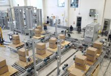 Infinity’s pallet conveyor systems: they include modular units such as pallet dispensing units, pallet squaring units, and rotating transfer conveyors