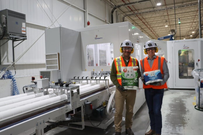 Cascades invests $3.5m in Kingsey Falls. (L-r): Cascades’ Hugues Simon, President and Chief Executive, and Jérôme Porlier, Executive Vice-President, Tissue.