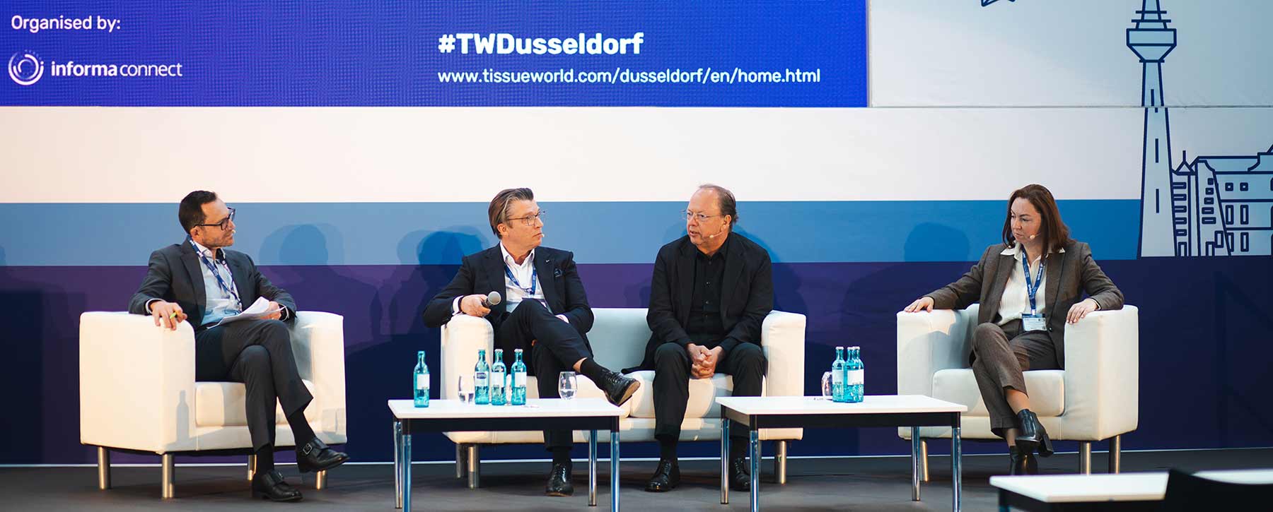 Panel discussion: panelists included Metsä Board's Esa Kaikkonen, Sofidel Group's Luigi Lazzareschi, and Foreign Policy Research Institute's Antonia Colibasanu
